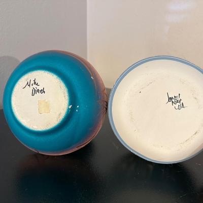 2 SIGNED NAVAJO CLAY POTS