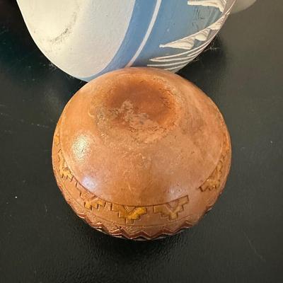 2 SIGNED NAVAJO CLAY POTS