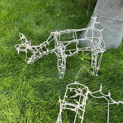 2 ANGEL YARD DECOR WITH LIT REINDEER AND SLEIGH
