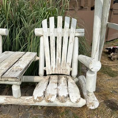 LOG DOUBLE SEAT SWING WITH TABLE
