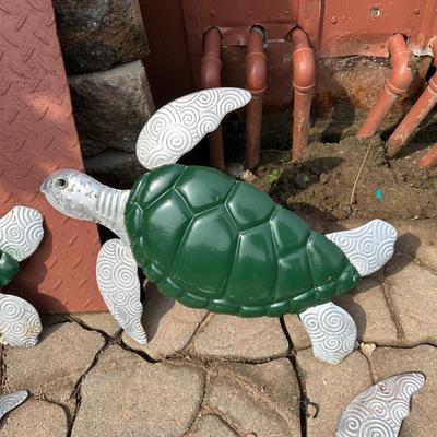 4 METAL TURTLES