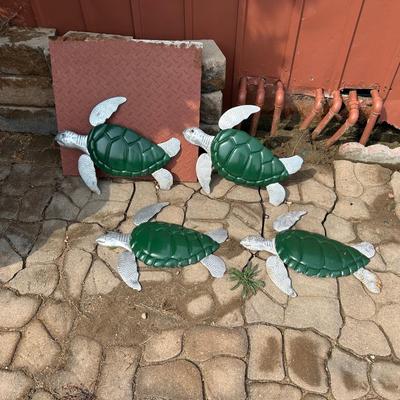 4 METAL TURTLES