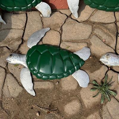 4 METAL TURTLES