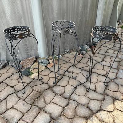3 METAL PLANT STANDS