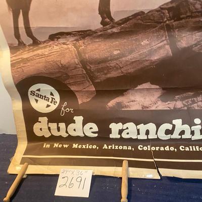 Vintage Santa Fe Dude Ranching Poster
