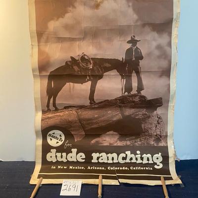 Vintage Santa Fe Dude Ranching Poster