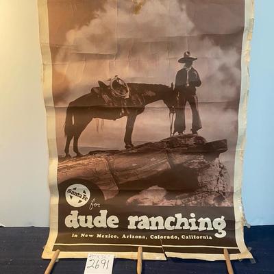 Vintage Santa Fe Dude Ranching Poster