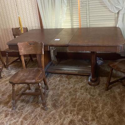 Vintage Dining Room Table with 4 Chairs