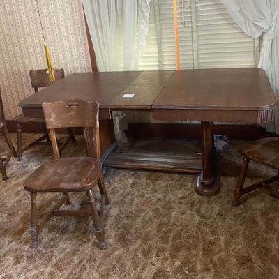 Vintage Dining Room Table with 4 Chairs