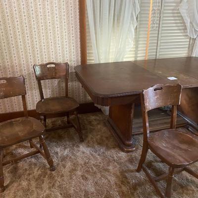 Vintage Dining Room Table with 4 Chairs