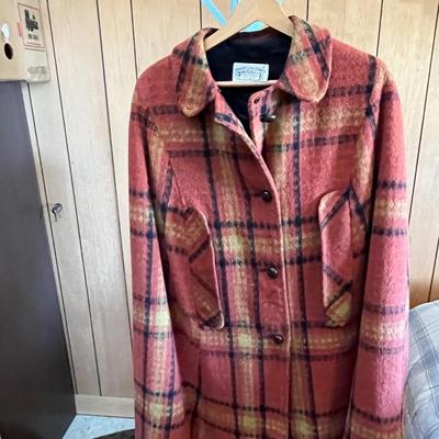 Lot 752 Plaid wool coat & scarf