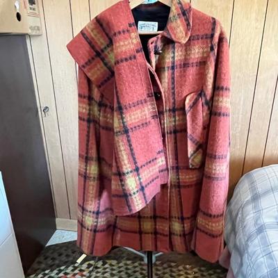 Lot 752 Plaid wool coat & scarf