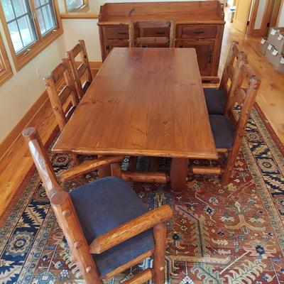 Custom Built Log Cabin Style Dining Table & Chairs by Lang Hornthal (DR-BBL)
