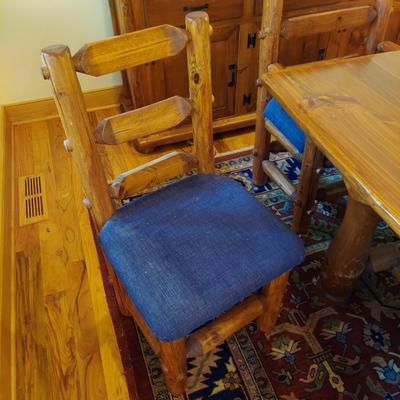 Custom Built Log Cabin Style Dining Table & Chairs by Lang Hornthal (DR-BBL)