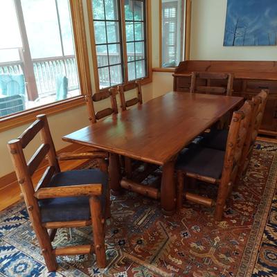 Custom Built Log Cabin Style Dining Table & Chairs by Lang Hornthal (DR-BBL)