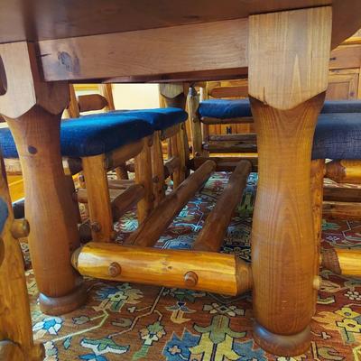 Custom Built Log Cabin Style Dining Table & Chairs by Lang Hornthal (DR-BBL)
