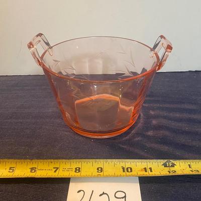 Pink Depression Glass Ice Bucket