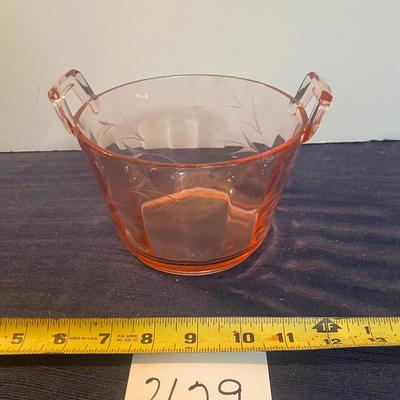Pink Depression Glass Ice Bucket