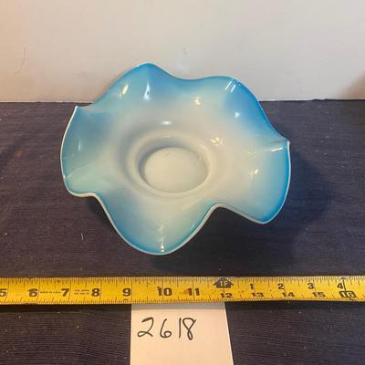 Vintage Blue and White Ruffle Dish