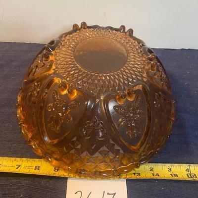 Vintage Pink/Brown Large Press Glass Bowl