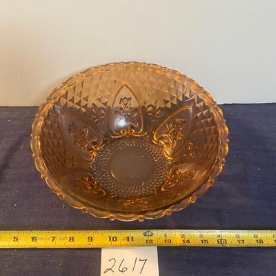 Vintage Pink/Brown Large Press Glass Bowl