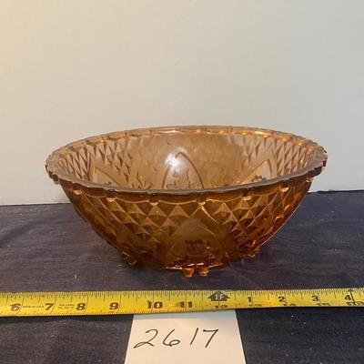 Vintage Pink/Brown Large Press Glass Bowl