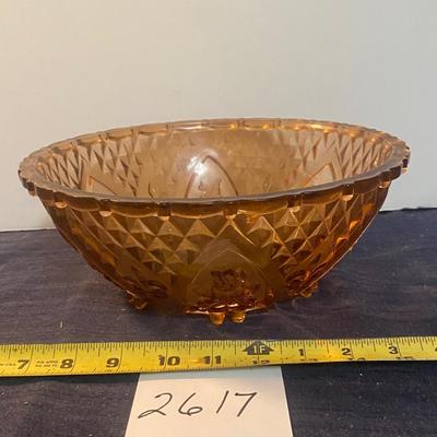 Vintage Pink/Brown Large Press Glass Bowl