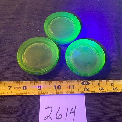 Vintage Uranium Glass Caster Coasters