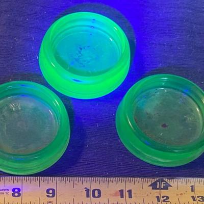 Vintage Uranium Glass Caster Coasters