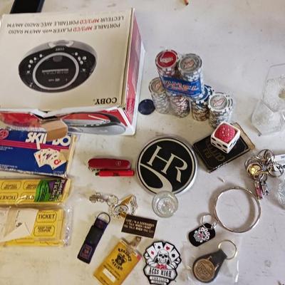 COBY MP3/CD PLAYER, POKER CHIPS, DECKS OF CARDS AND MORE