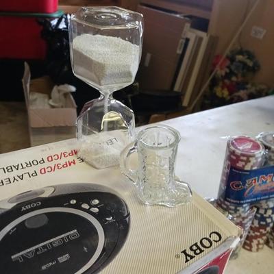 COBY MP3/CD PLAYER, POKER CHIPS, DECKS OF CARDS AND MORE