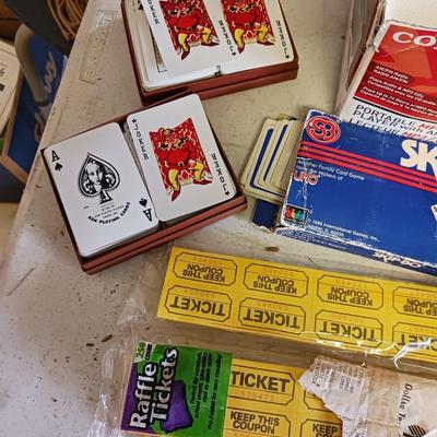 COBY MP3/CD PLAYER, POKER CHIPS, DECKS OF CARDS AND MORE