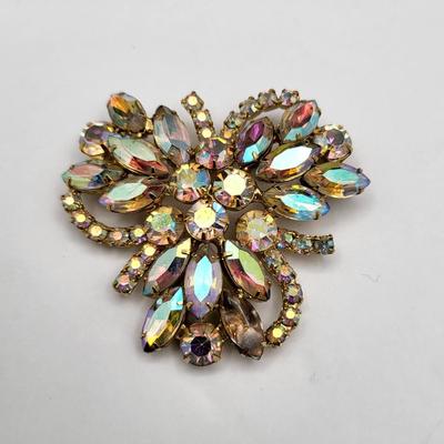 Vintage Sparkly Aurora Rhinestone Brooch