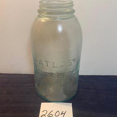 Vintage Atlas Strong Shoulder Green Jar