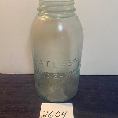 Vintage Atlas Strong Shoulder Green Jar