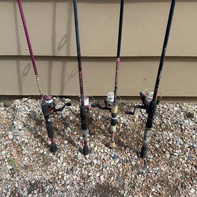 4 MORE FISHING POLES WITH REELS