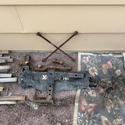 4 POINT LUG WRENCH, ASSORTED HITCHES WITH HITCH BALLS