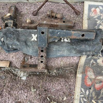 4 POINT LUG WRENCH, ASSORTED HITCHES WITH HITCH BALLS