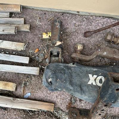 4 POINT LUG WRENCH, ASSORTED HITCHES WITH HITCH BALLS