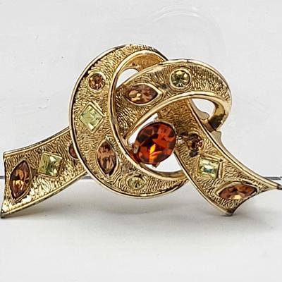 Vintage CORO Rhinestone Knot Brooch