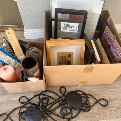 Candles, Frames, Antique Metal Tins