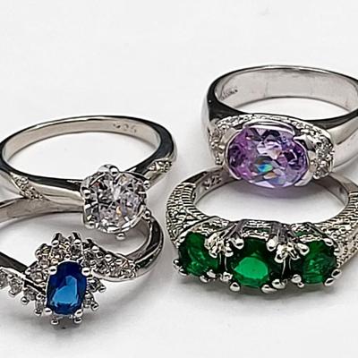 Four Modern Fashion Rings 925