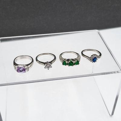 Four Modern Fashion Rings 925