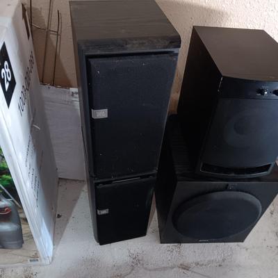 SONY SUBWOOFER, PAIR OF JBL AND 1 PSB SPEAKERS