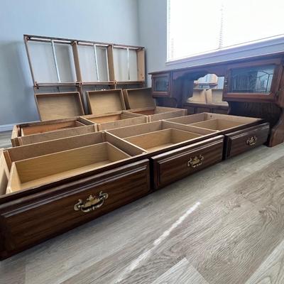 Antique Wood King Bed w/ Storage Drawers