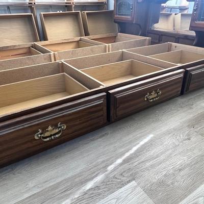 Antique Wood King Bed w/ Storage Drawers