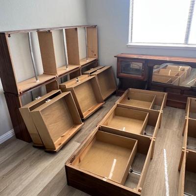 Antique Wood King Bed w/ Storage Drawers