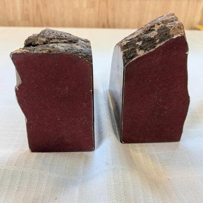 Natural Brown Agate Geode Bookends