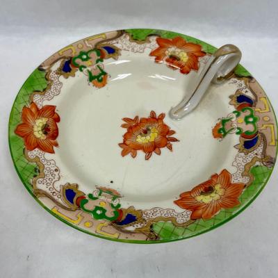Moriyama Morimachi Antique Porcelain Floral Gold Trim 6" LEMON DISH / BON BON
