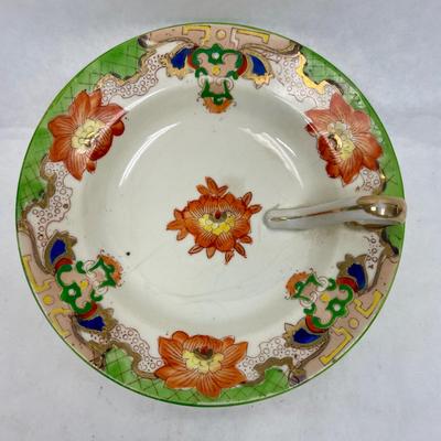 Moriyama Morimachi Antique Porcelain Floral Gold Trim 6" LEMON DISH / BON BON